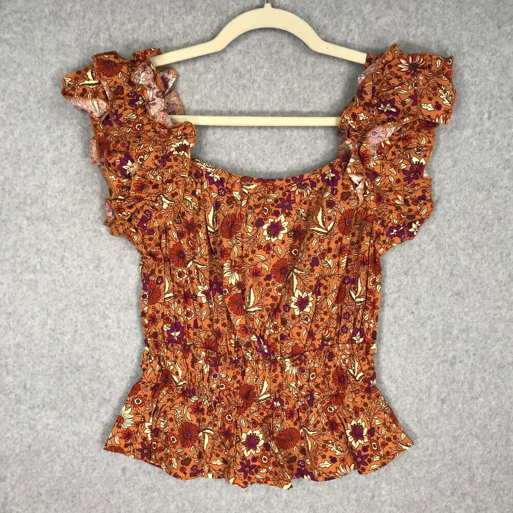 Luna Moon‎ Babydoll Top Small Layered Ruffled Cottage Boho Milkmaid Western 70s